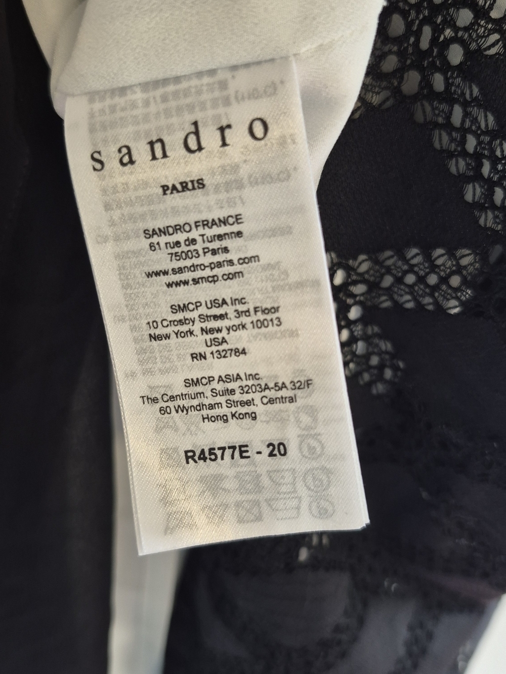 Sandro Paris Black Lace Mesh Mini Dress Sheer Sleeveless Boho Size 1 - Picture 7 of 9